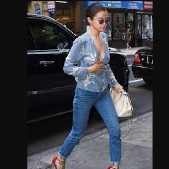 Blue Floral Réalisation Par "Bianca" Top (Sz S) - Picture 2 of 6